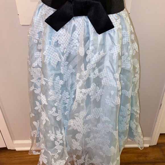 Light Blue Floral Accent Flare Skirt - Picture 11 of 11